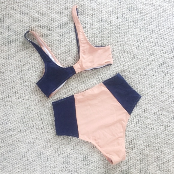Sexy High Waist Color Block Knot Tie Bikini NEW!! - Picture 5 of 5